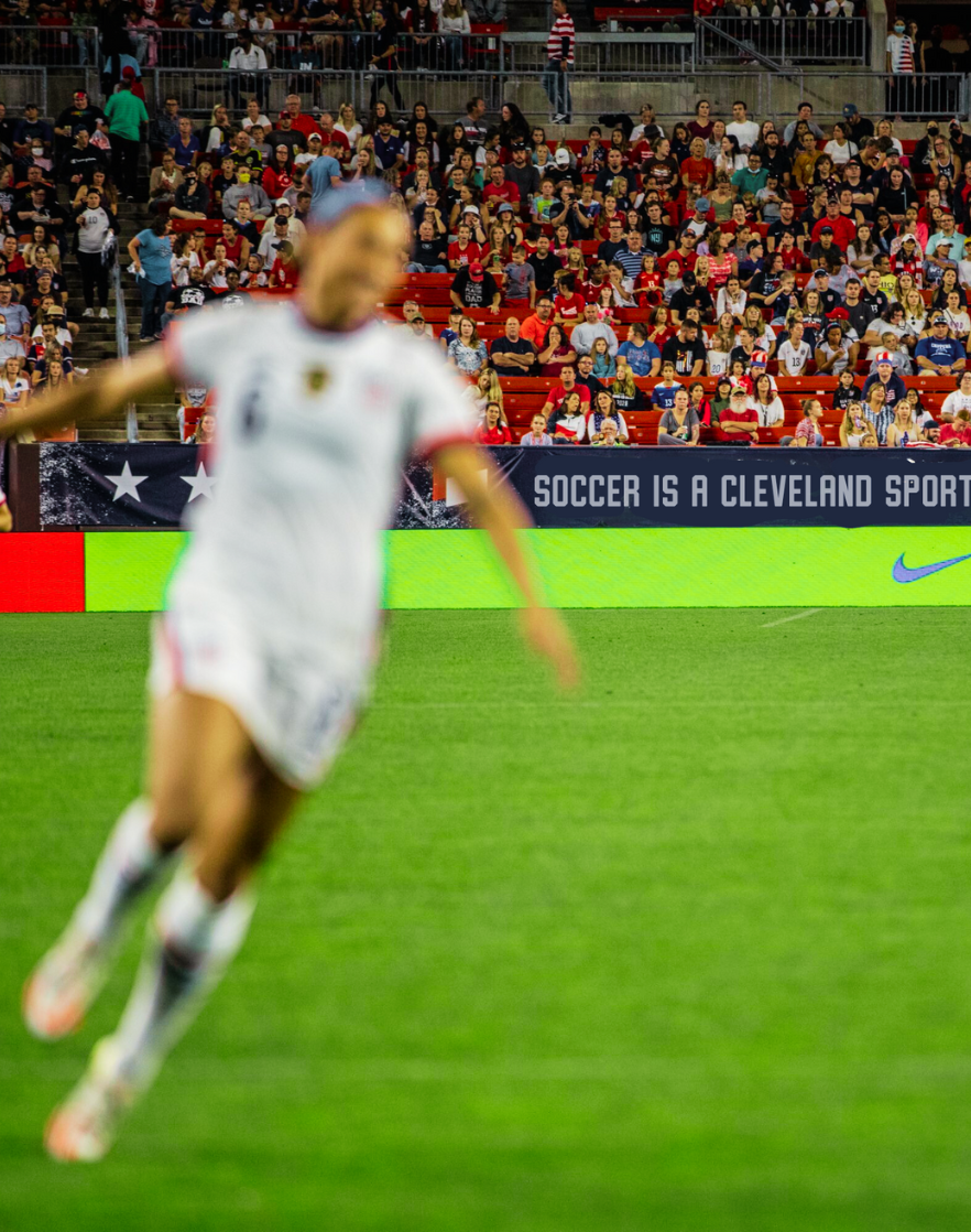 Soccer player at Cleveland Stadium